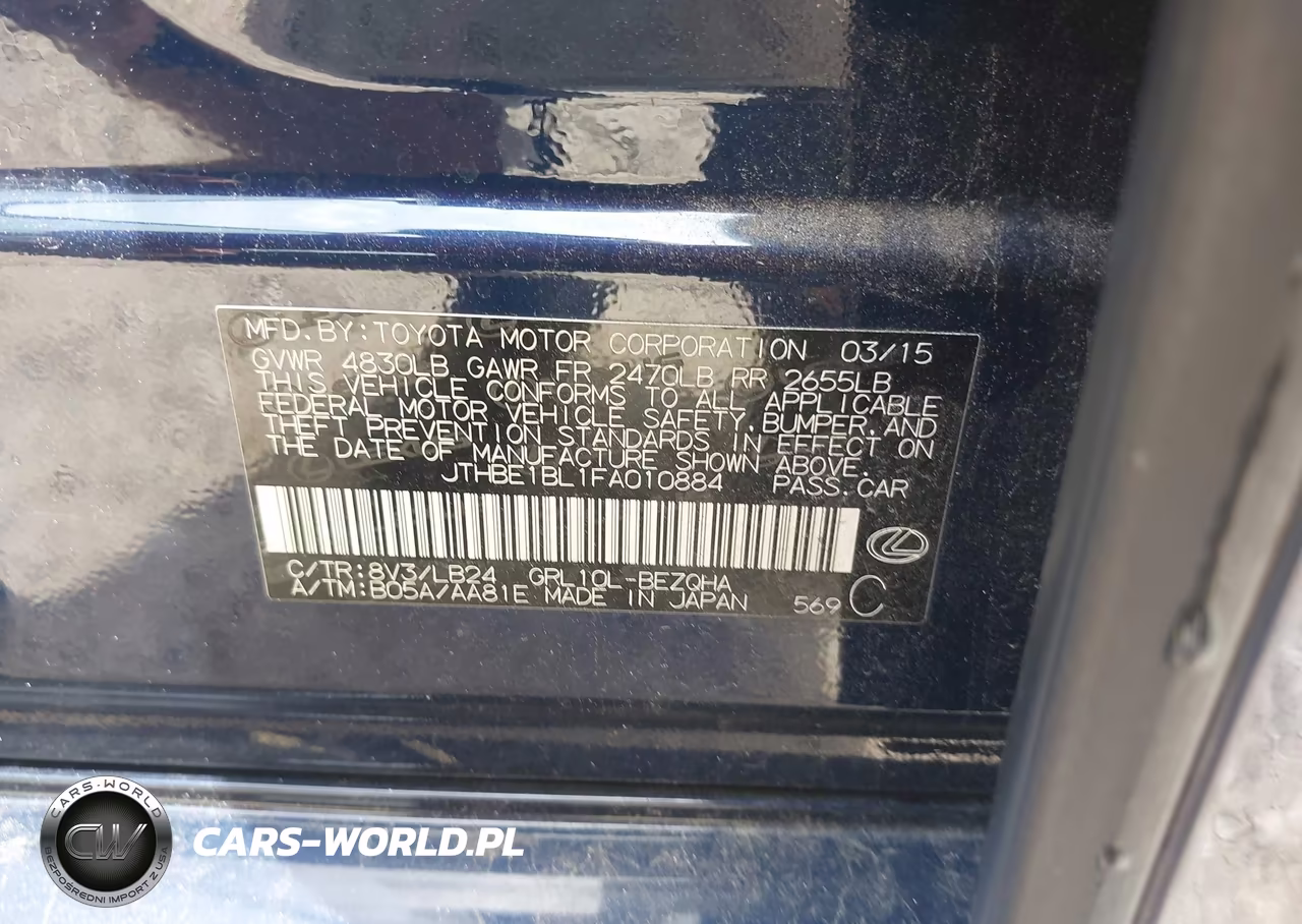 2015 Lexus Gs 350 VIN:JTHBE1BL1FA010884 - 9