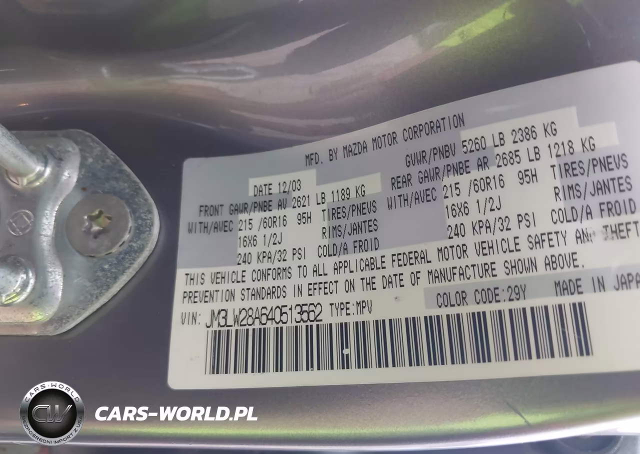 2004 Mazda Mpv Lx VIN:JM3LW28A640513562 - 9