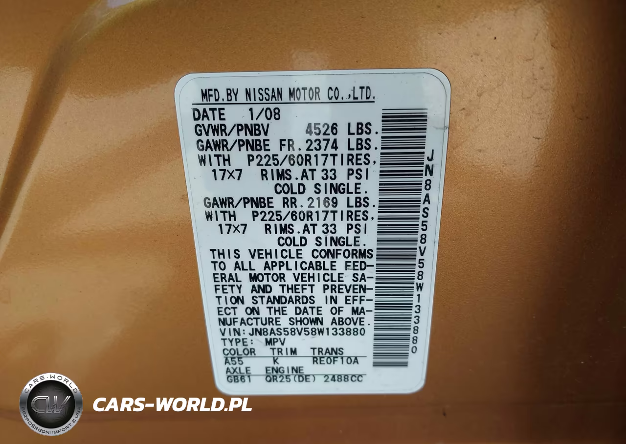 2008 Nissan Rogue Sl VIN:JN8AS58V58W133880 - 9
