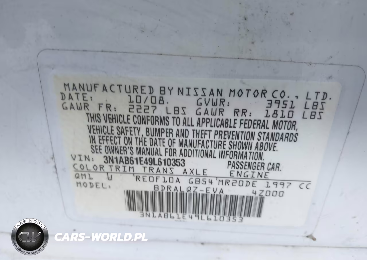 2009 Nissan Sentra 2.0 VIN:3N1AB61E49L610353 - 9