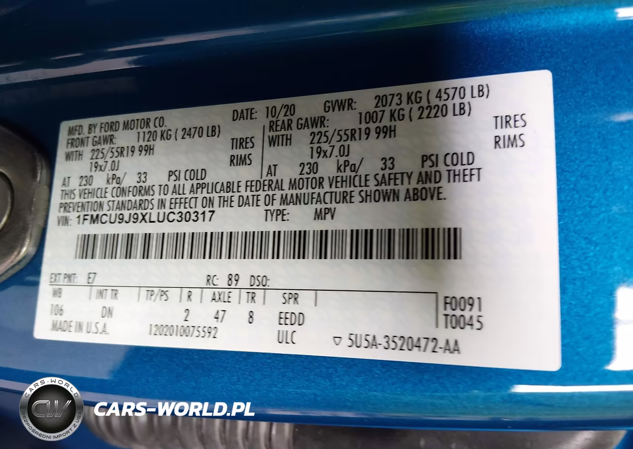 2020 Ford Escape Titanium VIN:1FMCU9J9XLUC30317 - 9