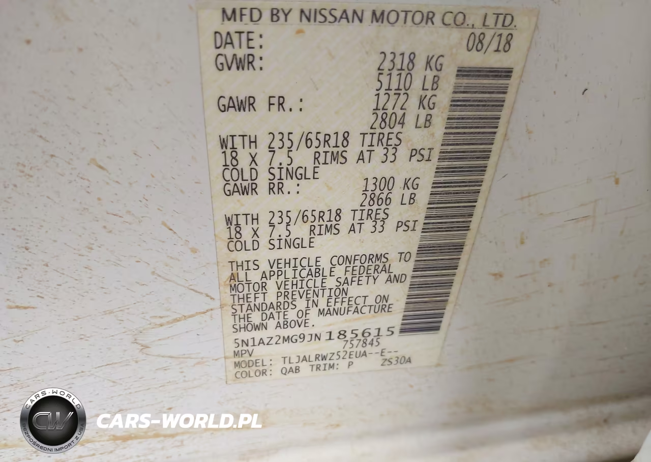2018 Nissan Murano Sl VIN:5N1AZ2MG9JN185615 - 9