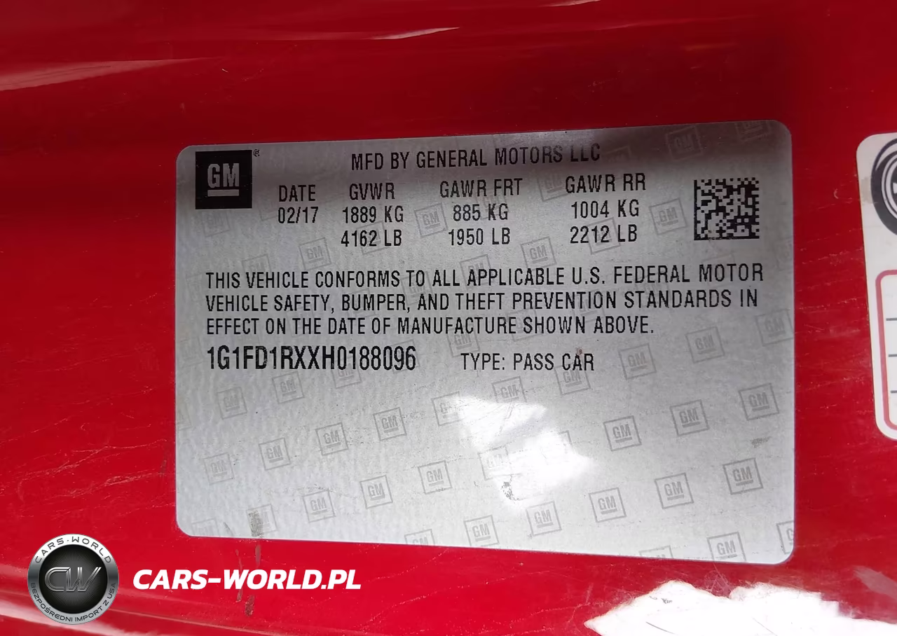 2017 Chevrolet Camaro 2Lt VIN:1G1FD1RXXH0188096 - 9