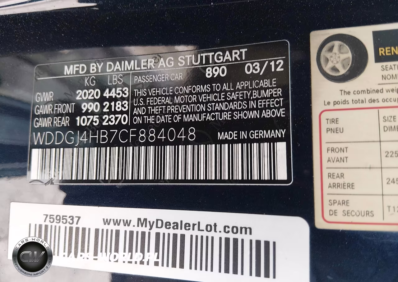 2012 Mercedes-Benz C 250 VIN:WDDGJ4HB7CF884048 - 9
