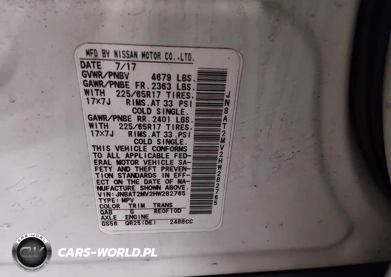 2017 Nissan Rogue Sv VIN:JN8AT2MV2HW282765 - 9