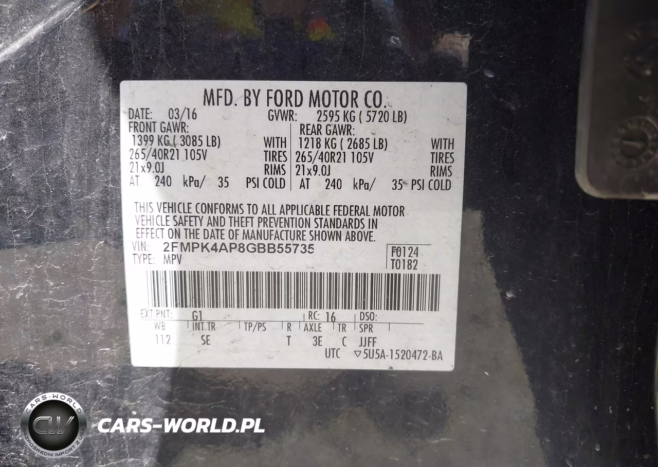 2016 Ford Edge Sport VIN:2FMPK4AP8GBB55735 - 9