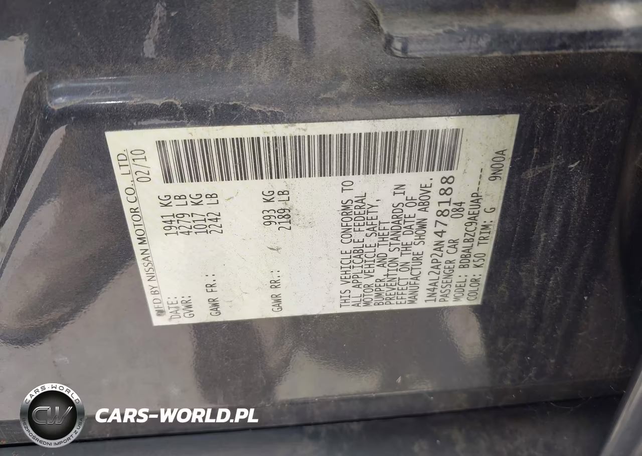 2010 Nissan Altima 2.5 S VIN:1N4AL2AP2AN478188 - 9