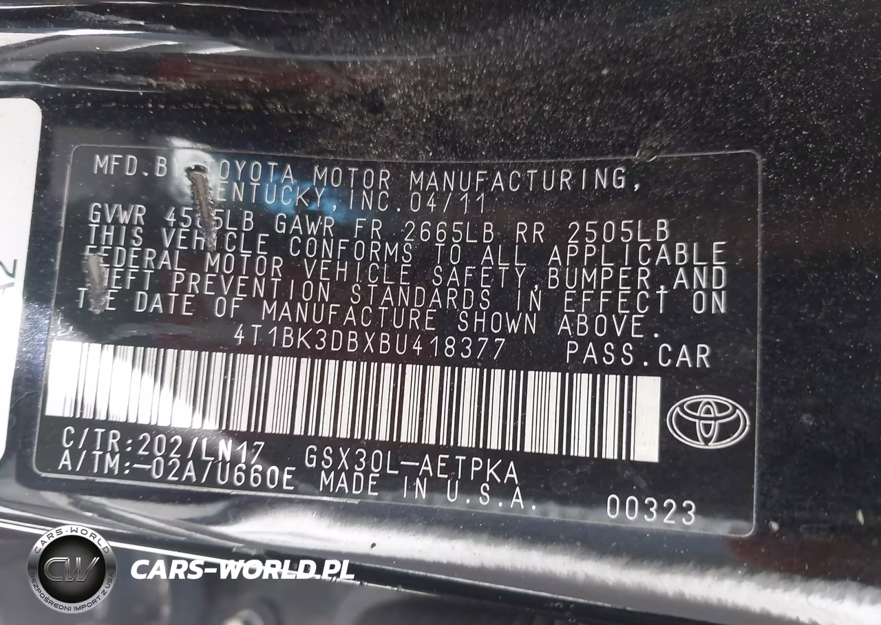 2011 Toyota Avalon Limited VIN:4T1BK3DBXBU418377 - 9