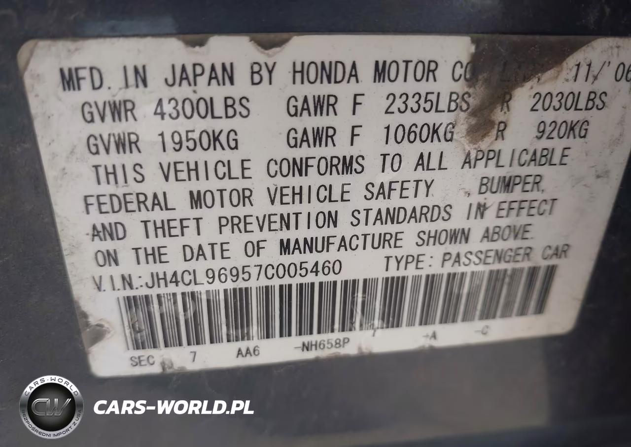2007 Acura Tsx VIN:JH4CL96957C005460 - 9