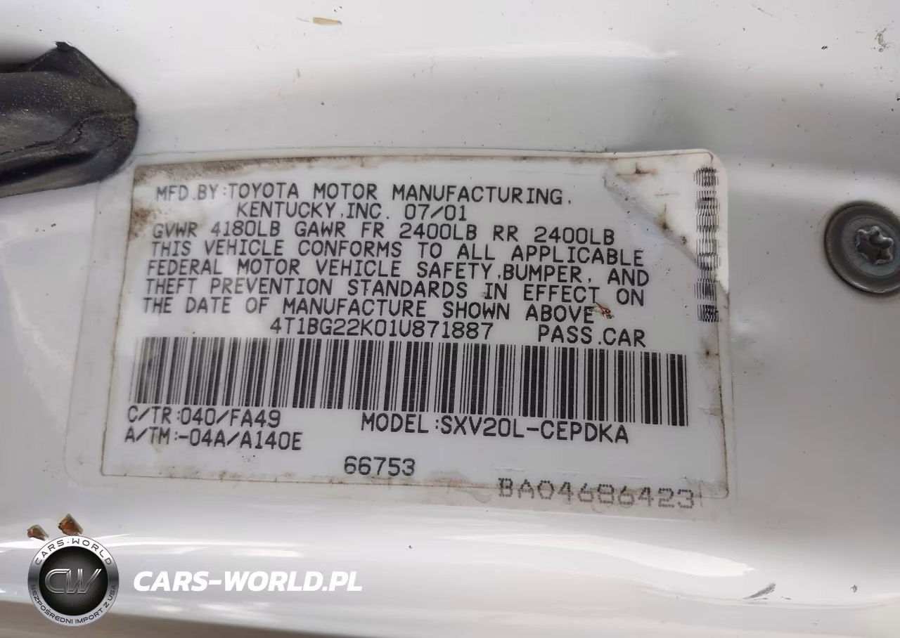2001 Toyota Camry Ce VIN:4T1BG22K01U871887 - 9