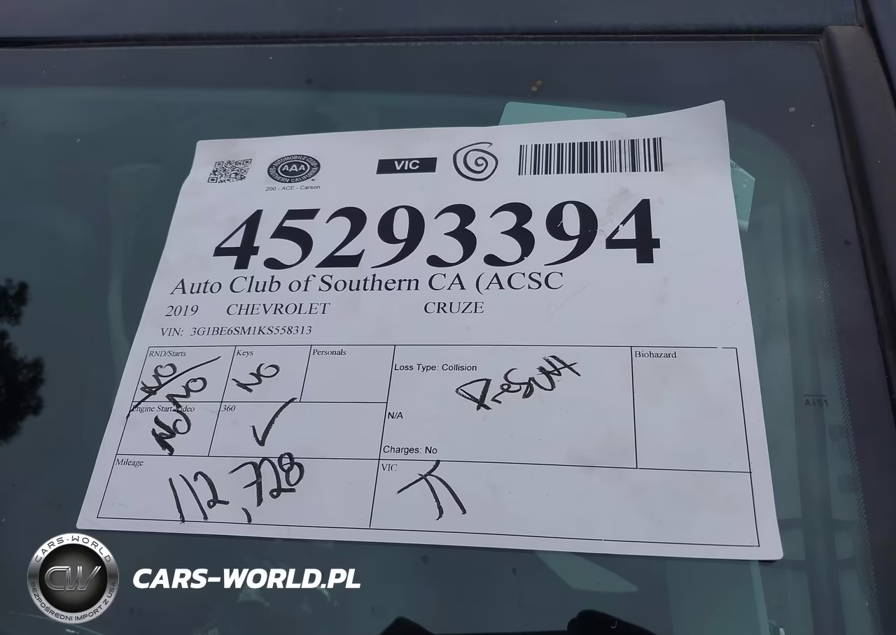 2019 Chevrolet Cruze Lt VIN:3G1BE6SM1KS558313 - 11