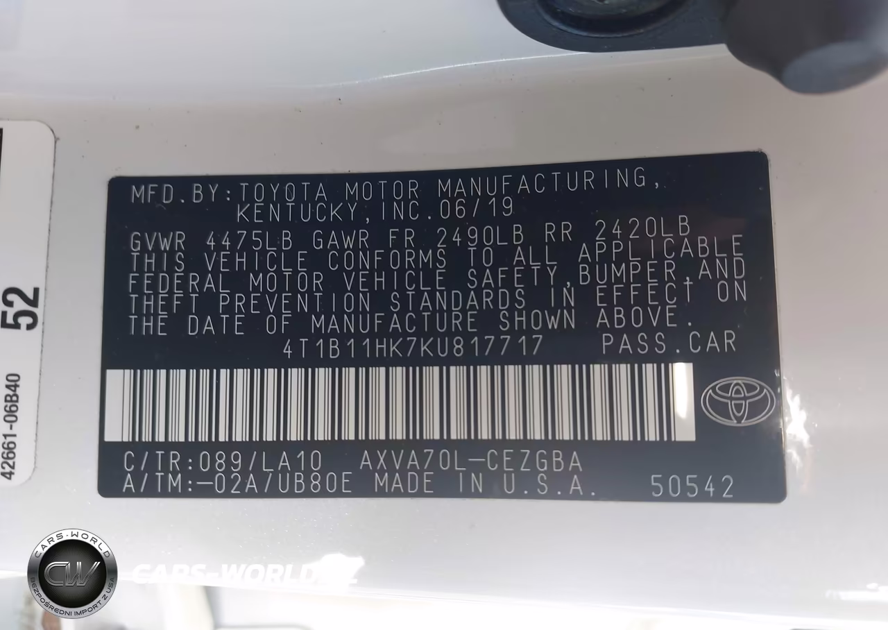 2019 Toyota Camry Xle VIN:4T1B11HK7KU817717 - 9