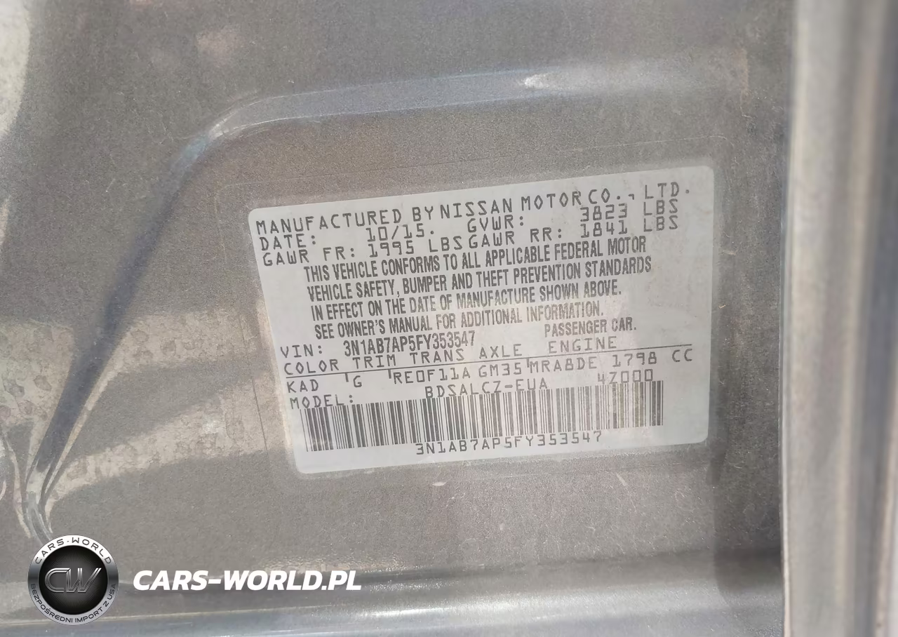 2015 Nissan Sentra S VIN:3N1AB7AP5FY353547 - 9