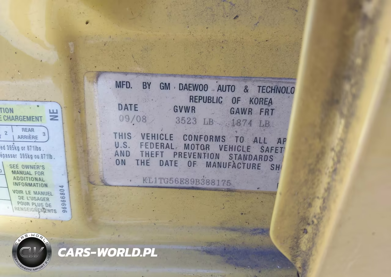 2009 Chevrolet Aveo Lt VIN:KL1TG56E89B388175 - 9