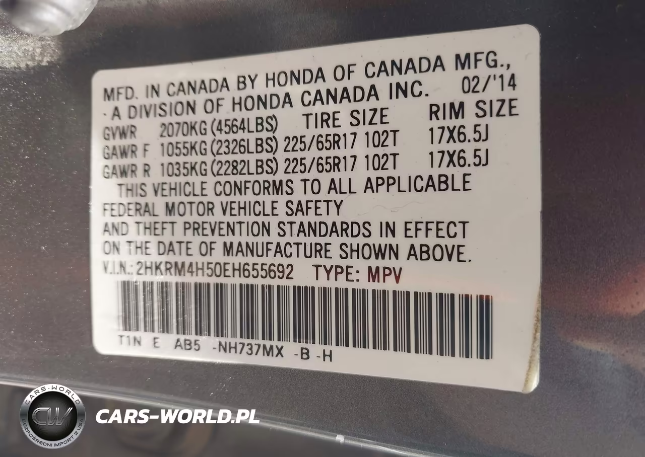 2014 Honda Cr-V Ex VIN:2HKRM4H50EH655692 - 9