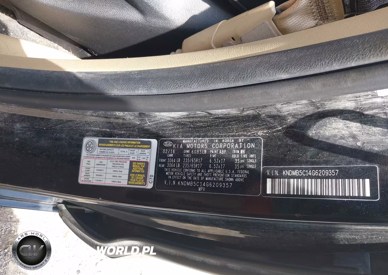 2016 Kia Sedona Lx VIN:KNDMB5C14G6209357 - 9