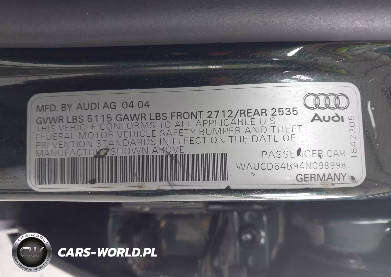2004 Audi A6 2.7T S-Line VIN:WAUCD64B94N098998 - 9
