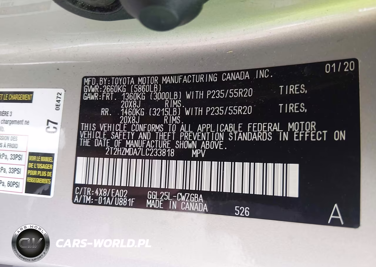 2020 Lexus Rx 350 VIN:2T2HZMDA7LC233818 - 9