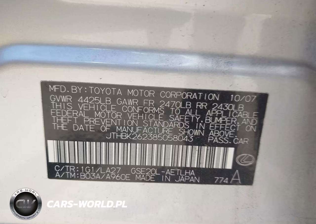 2008 Lexus Is 250 VIN:JTHBK262385058043 - 9