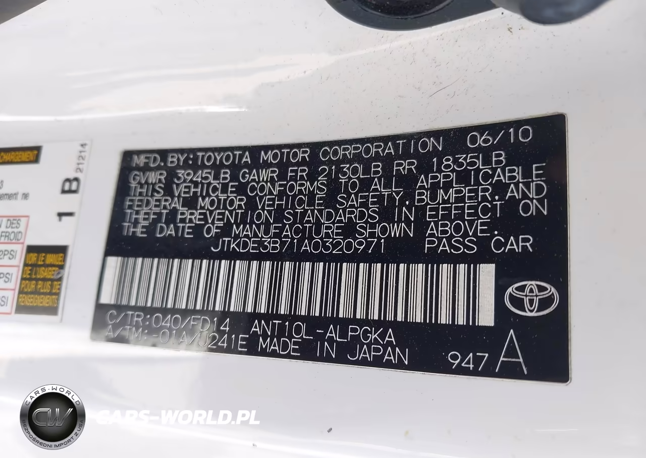 2010 Scion Tc VIN:JTKDE3B71A0320971 - 9