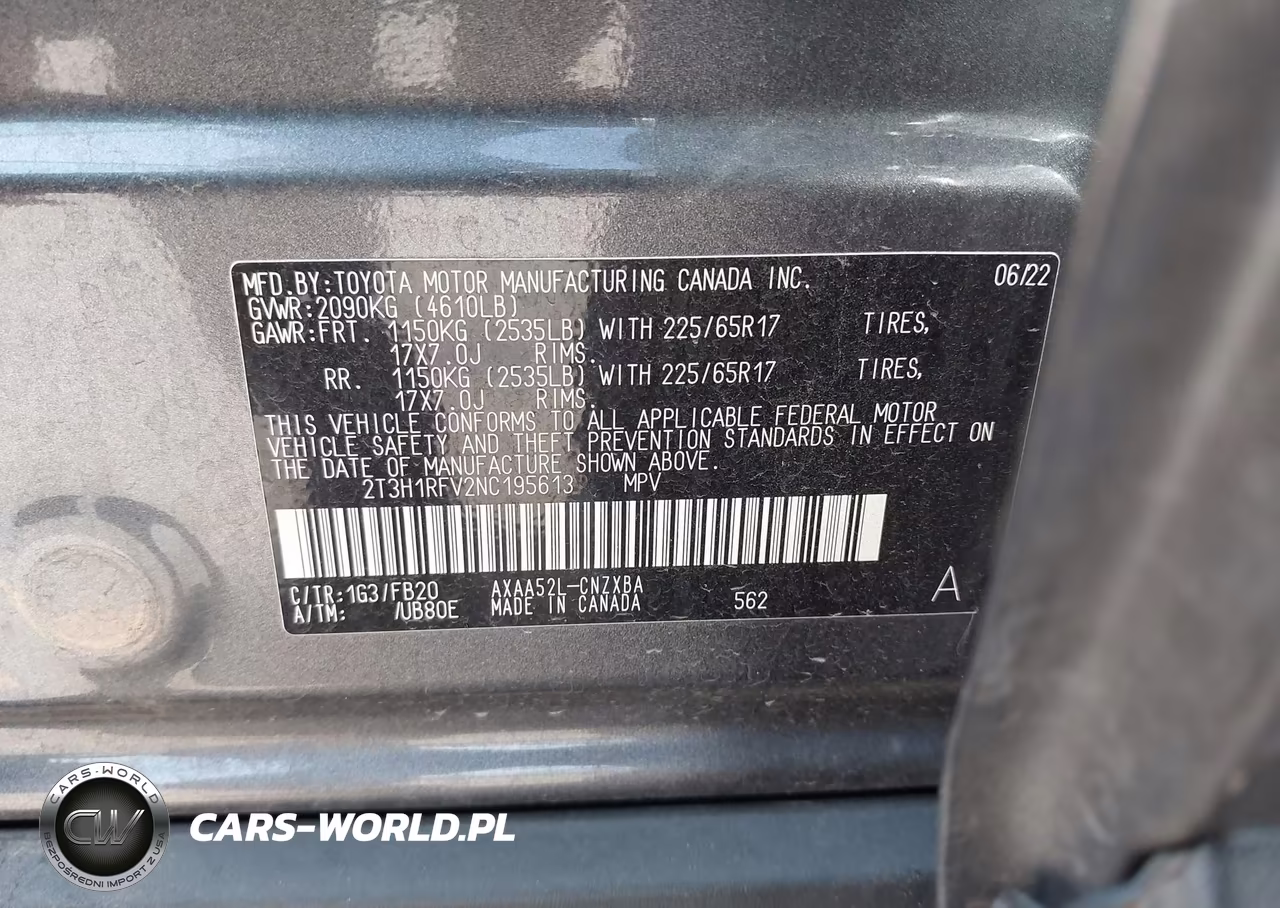 2022 Toyota Rav4 Le VIN:2T3H1RFV2NC195613 - 9