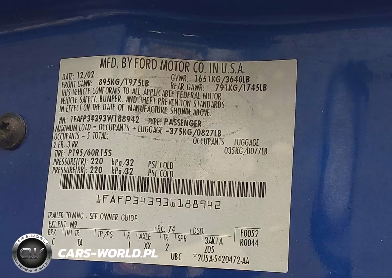2003 Ford Focus Se VIN:1FAFP34393W188942 - 9