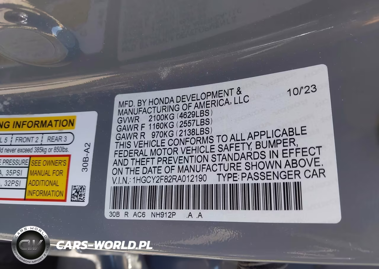 2024 Honda Accord Hybrid Touring VIN:1HGCY2F82RA012190 - 9