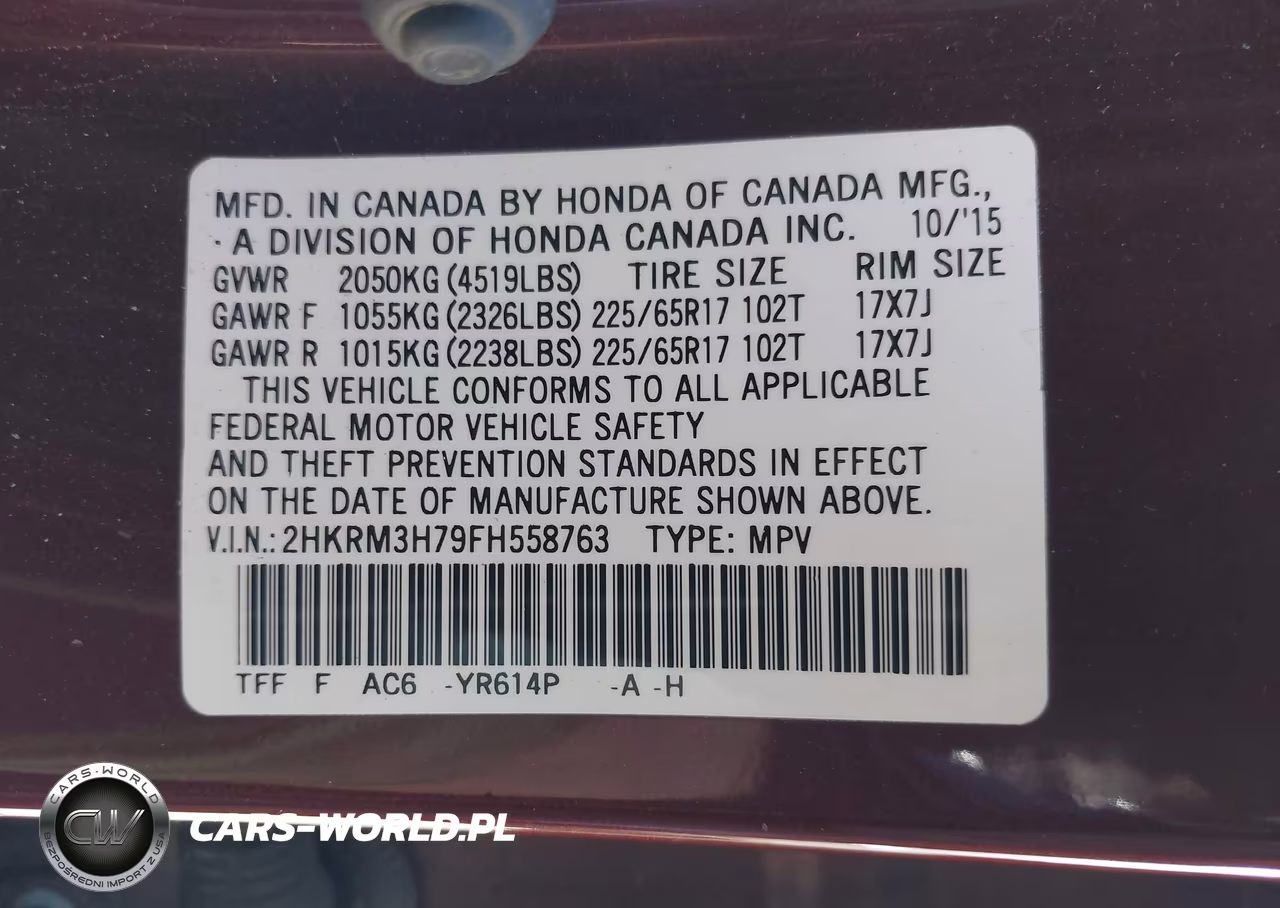 2015 Honda Cr-V Ex-L VIN:2HKRM3H79FH558763 - 9