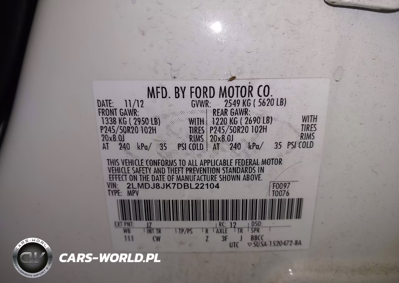 2013 Lincoln Mkx VIN:2LMDJ8JK7DBL22104 - 9