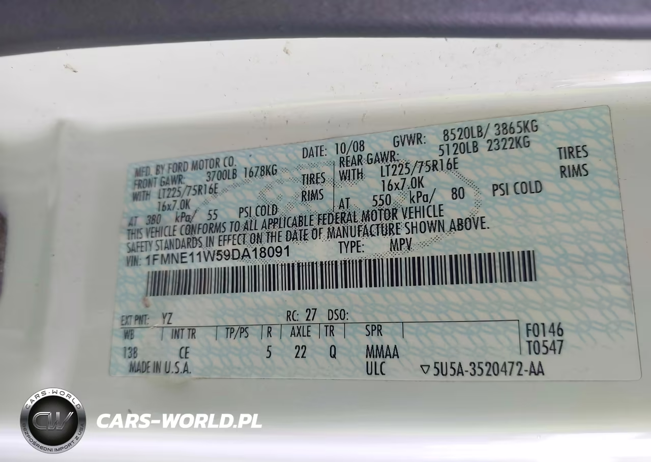 2009 Ford E-150 Xl-Xlt VIN:1FMNE11W59DA18091 - 9