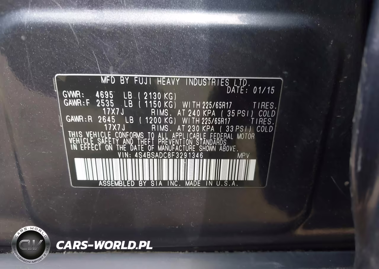 2015 Subaru Outback 2.5I Premium VIN:4S4BSADC8F3291346 - 9