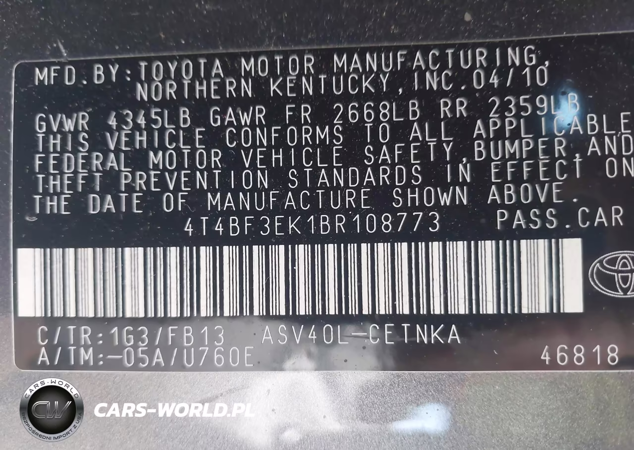 2011 Toyota Camry Le VIN:4T4BF3EK1BR108773 - 9