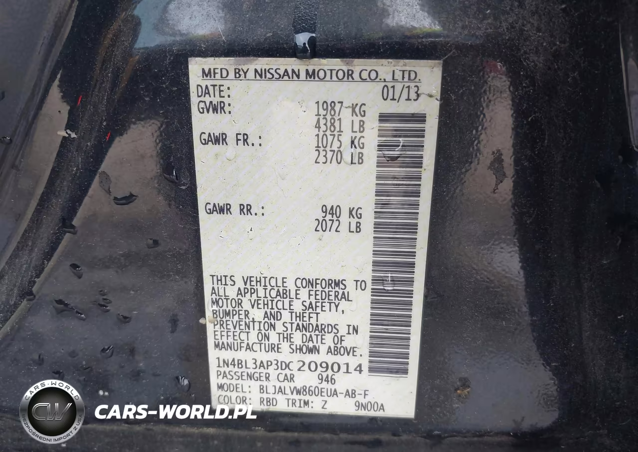 2013 Nissan Altima 3.5 Sl VIN:1N4BL3AP3DC209014 - 9