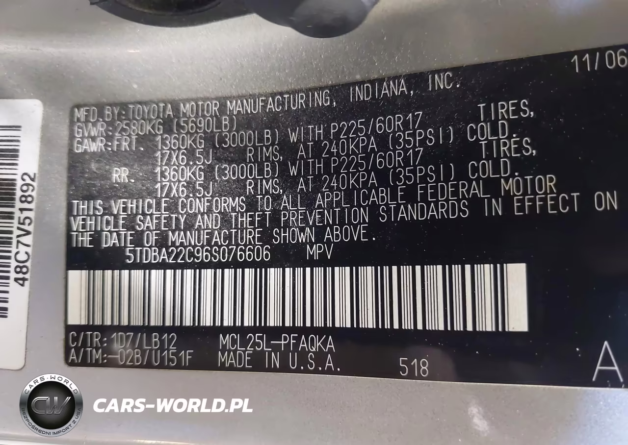 2006 Toyota Sienna Xle Limited VIN:5TDBA22C96S076606 - 9