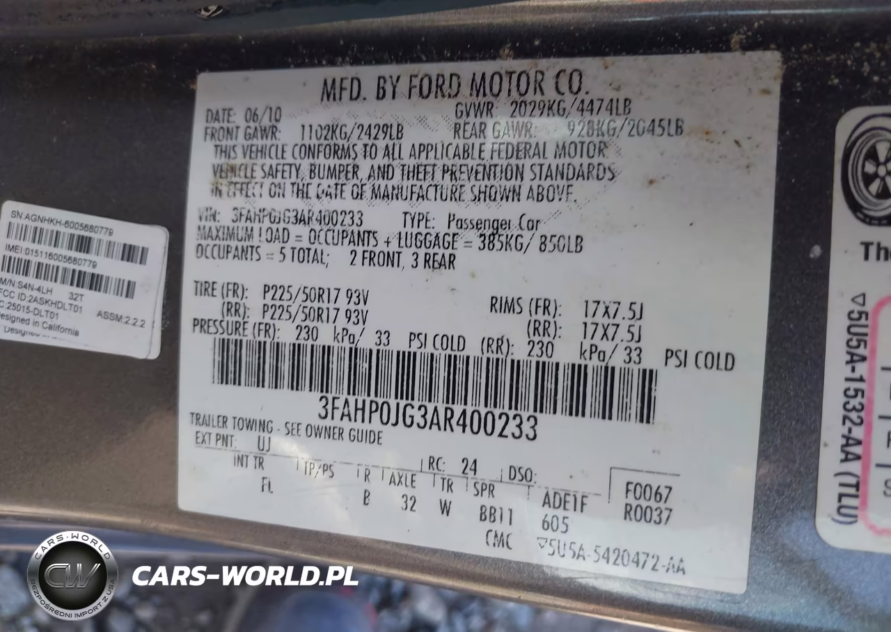 2010 Ford Fusion Sel VIN:3FAHP0JG3AR400233 - 9
