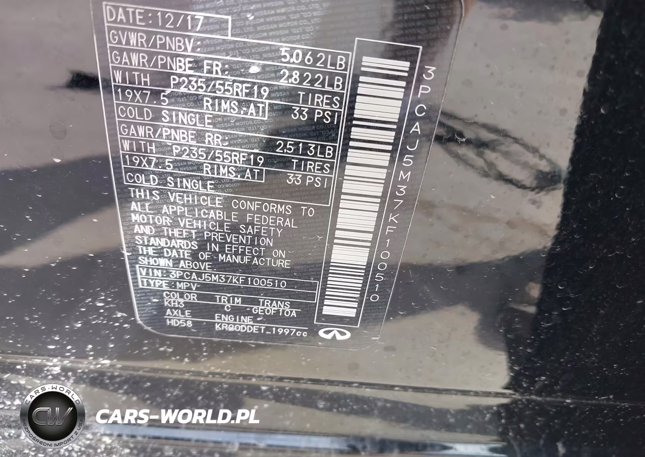 2019 Infiniti Qx50 VIN:3PCAJ5M37KF100510 - 9