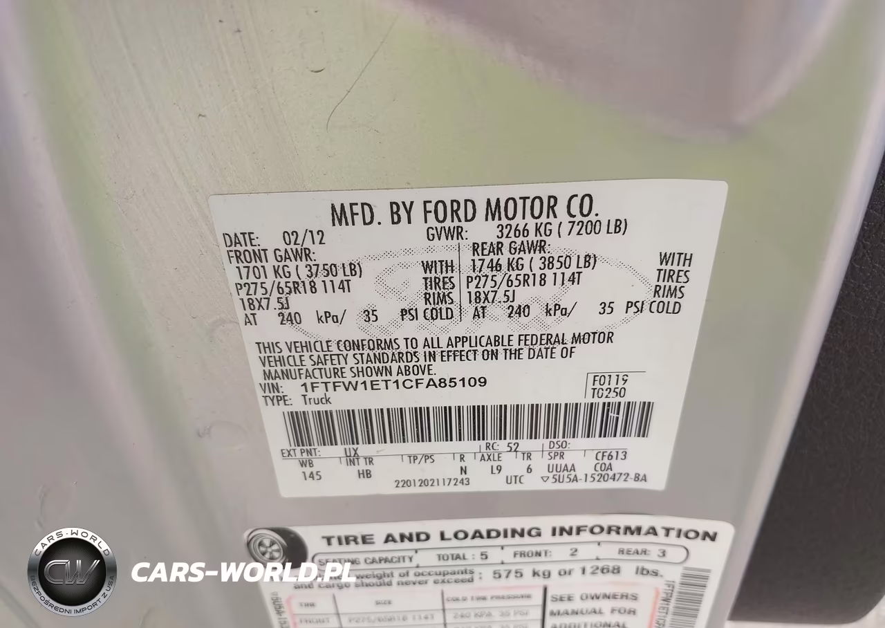 2012 Ford F-150 Lariat VIN:1FTFW1ET1CFA85109 - 9