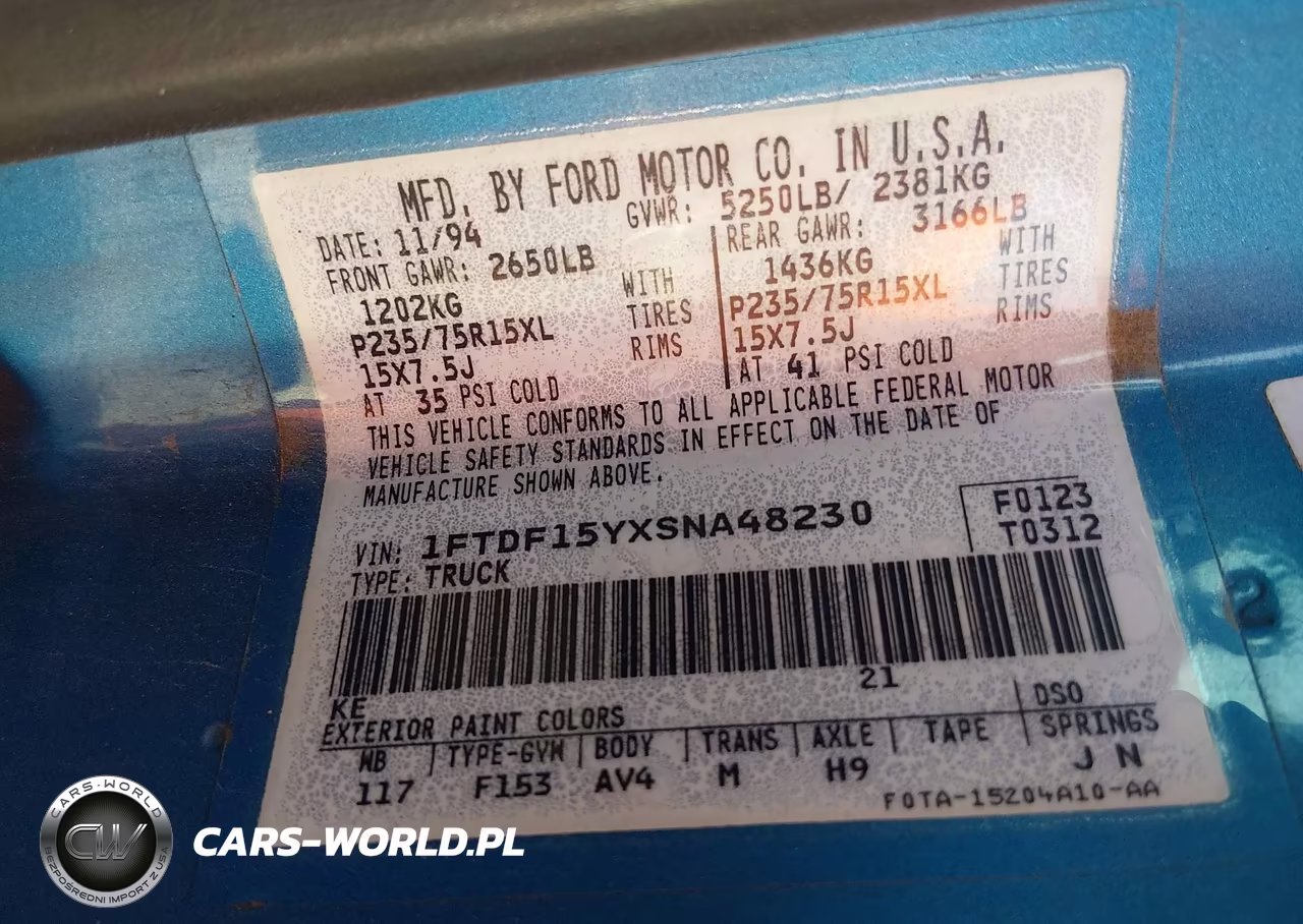 1995 Ford F150 VIN:1FTDF15YXSNA48230 - 9