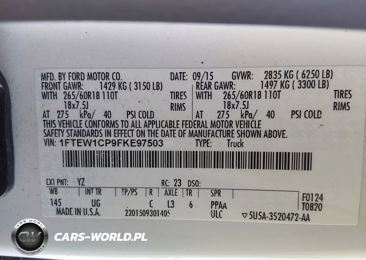 2015 Ford F-150 Xlt VIN:1FTEW1CP9FKE97503 - 9