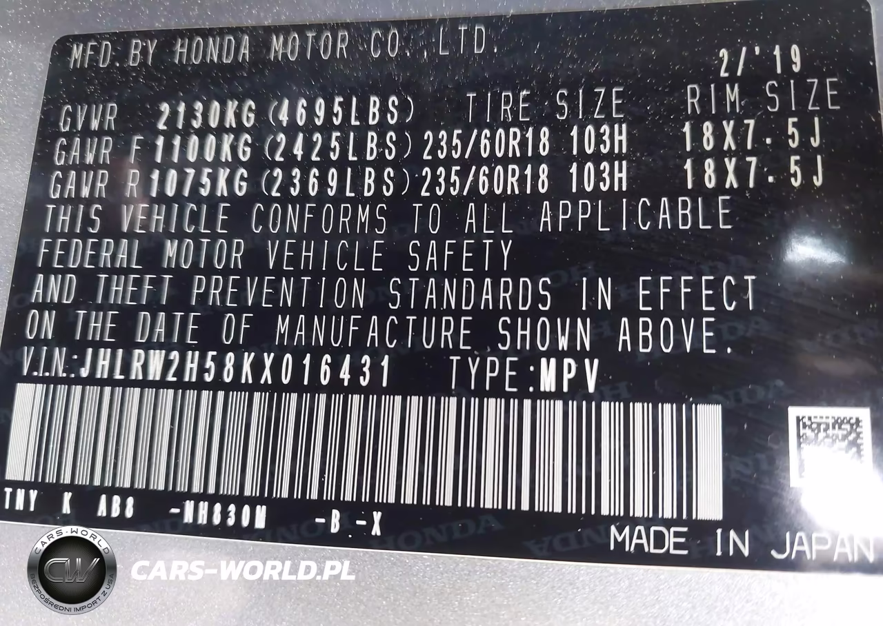 2019 Honda Cr-V Ex VIN:JHLRW2H58KX016431 - 9