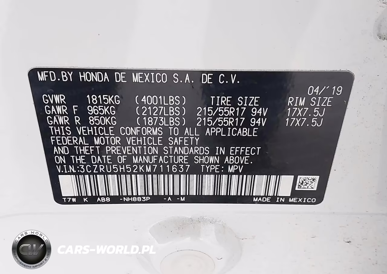 2019 Honda Hr-V Ex VIN:3CZRU5H52KM711637 - 9