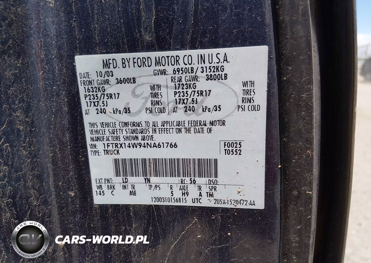 2004 Ford F-150 Stx-Xl-Xlt VIN:1FTRX14W94NA61766 - 9