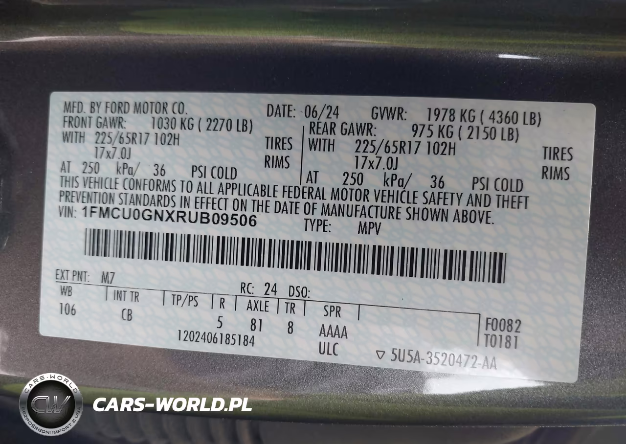 2024 Ford Escape Active VIN:1FMCU0GNXRUB09506 - 9