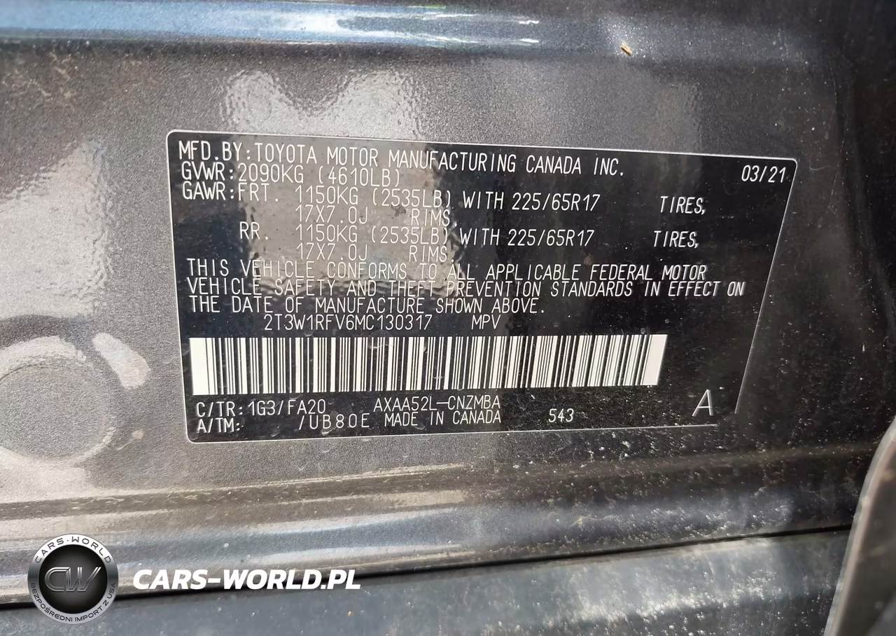 2021 Toyota Rav4 Xle VIN:2T3W1RFV6MC130317 - 9