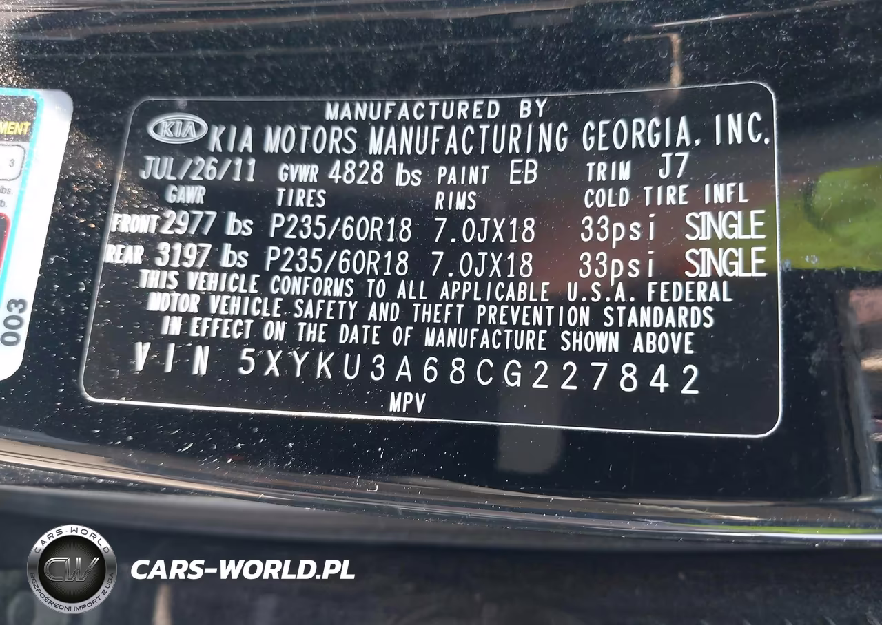 2012 Kia Sorento Ex VIN:5XYKU3A68CG227842 - 9