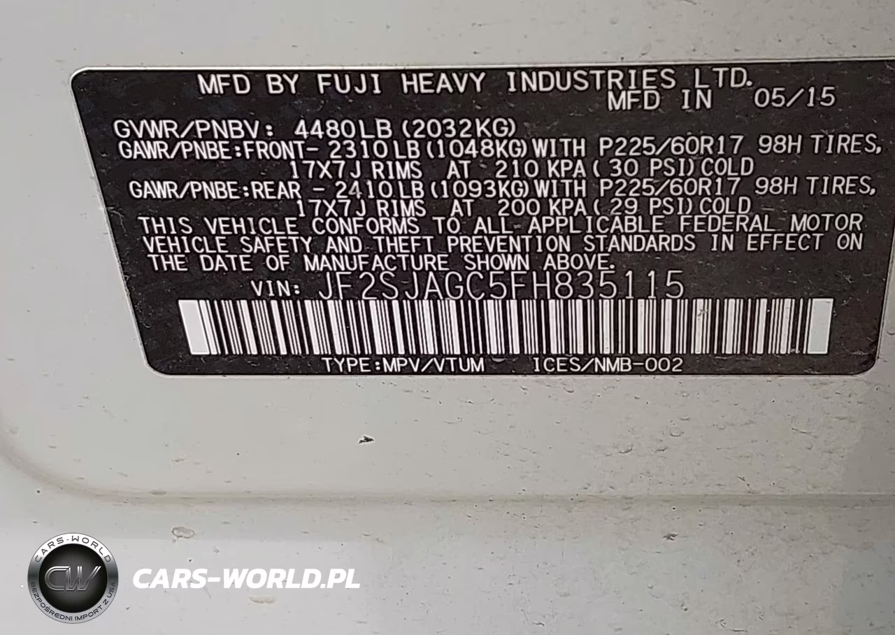 2015 Subaru Forester 2.5I Premium VIN:JF2SJAGC5FH835115 - 9