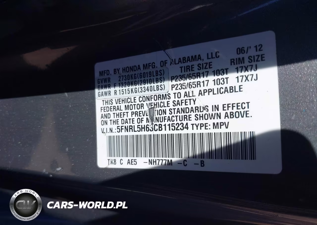 2012 Honda Odyssey Ex-L VIN:5FNRL5H63CB115234 - 9