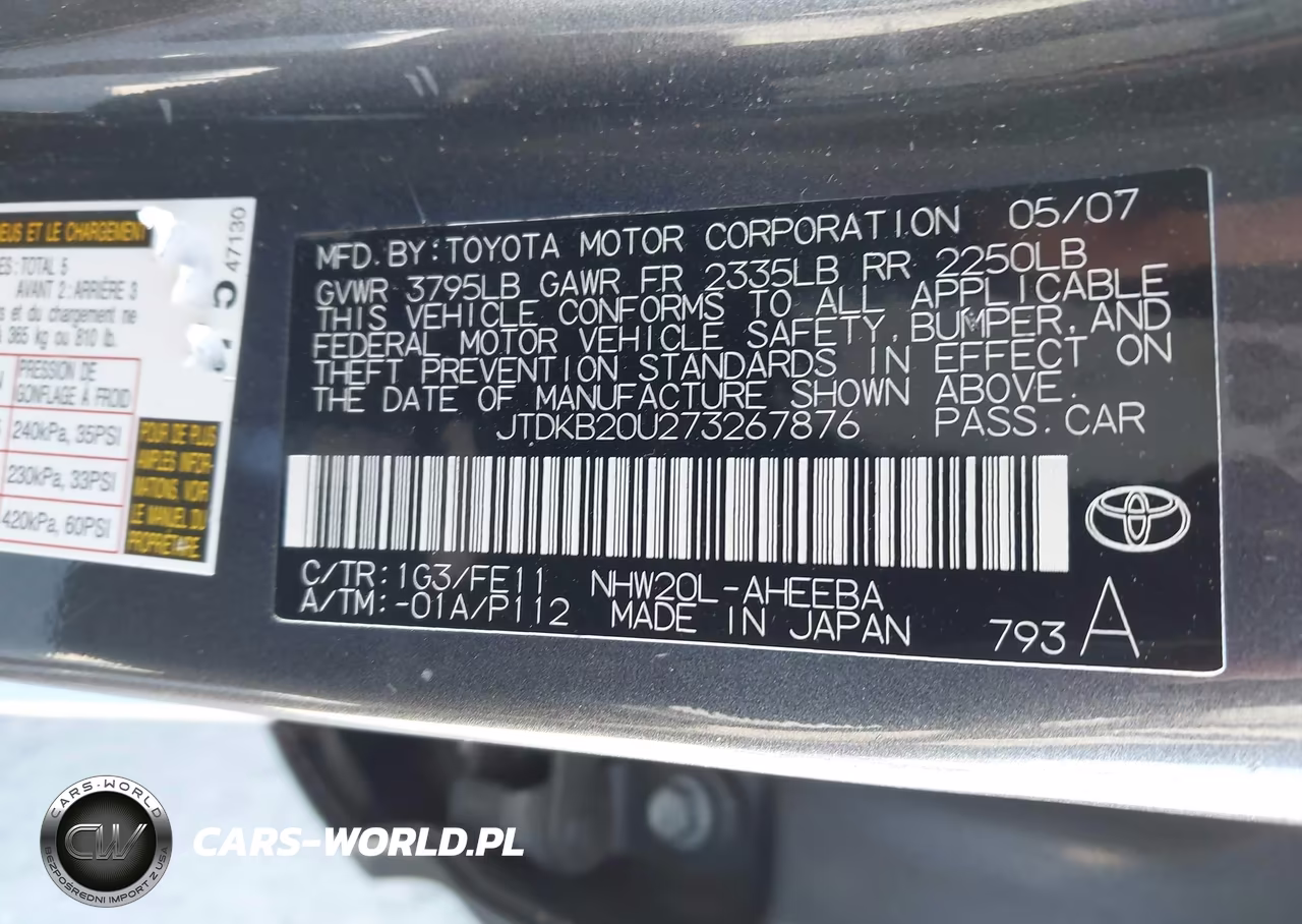 2007 Toyota Prius VIN:JTDKB20U273267876 - 9