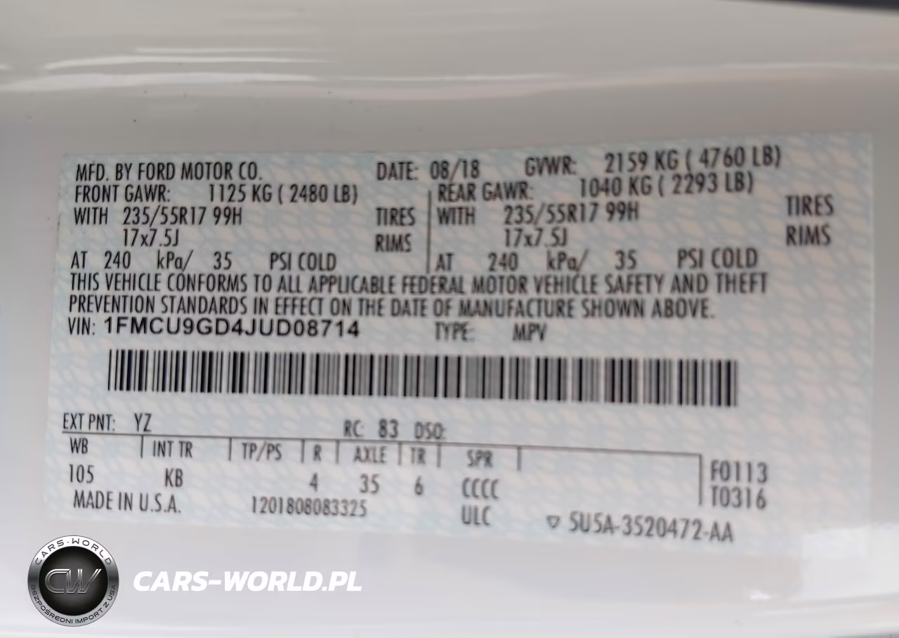 2018 Ford Escape Se VIN:1FMCU9GD4JUD08714 - 9