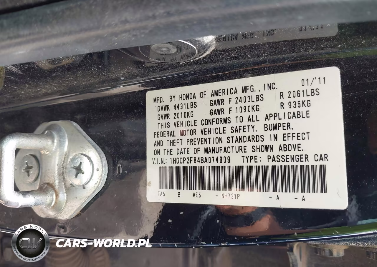 2011 Honda Accord 2.4 Ex-L VIN:1HGCP2F84BA074909 - 9